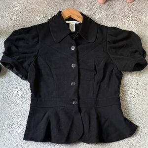 Diane Von Furstenberg Black Wool Blouse